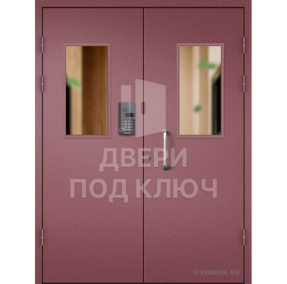 Двустворчатая подъездная дверь со стеклом ДПК-13708