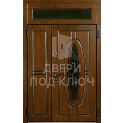 Дверь с фрамугой и остеклением в дом ДПК-12431